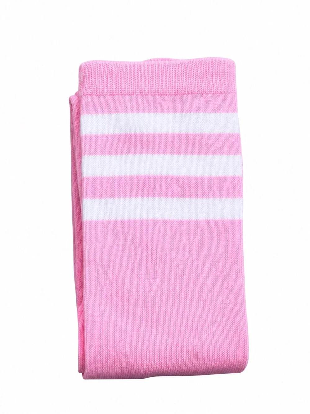 Pink White Stripe Over the Knee Thigh High Socks